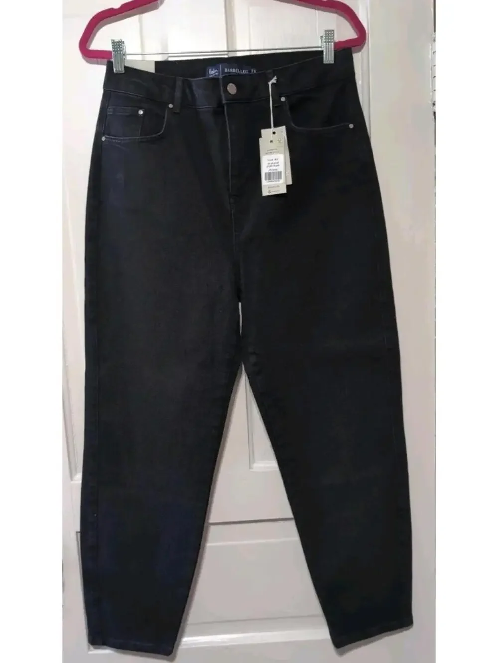Boden Denim Barrel Leg High Rise Black Jeans Women's 12R UK 8R US(1345)